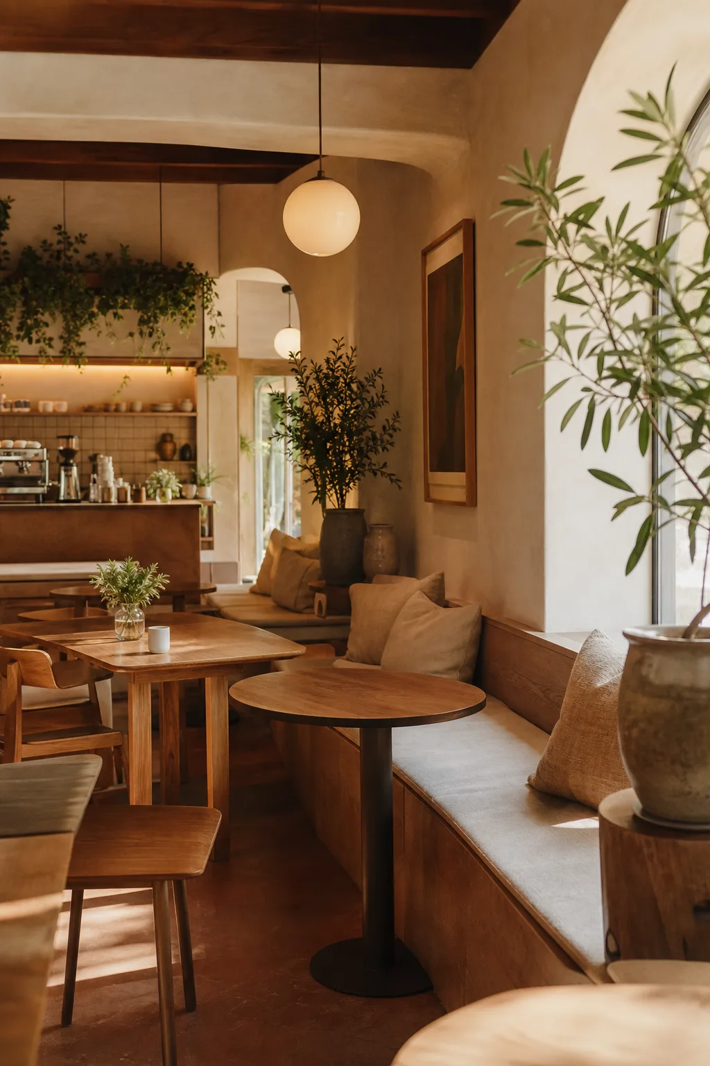 Sunlit boutique café seating area — concept visual