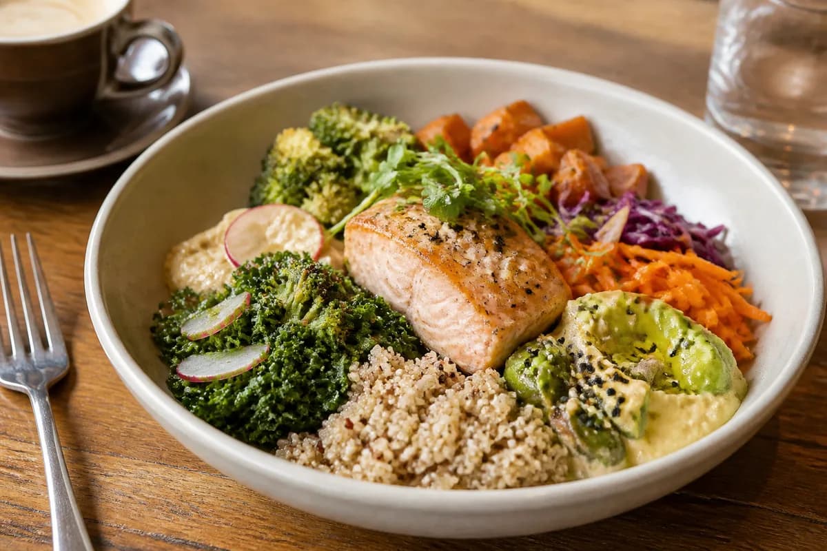 Colorful lunch plate from the café kitchen